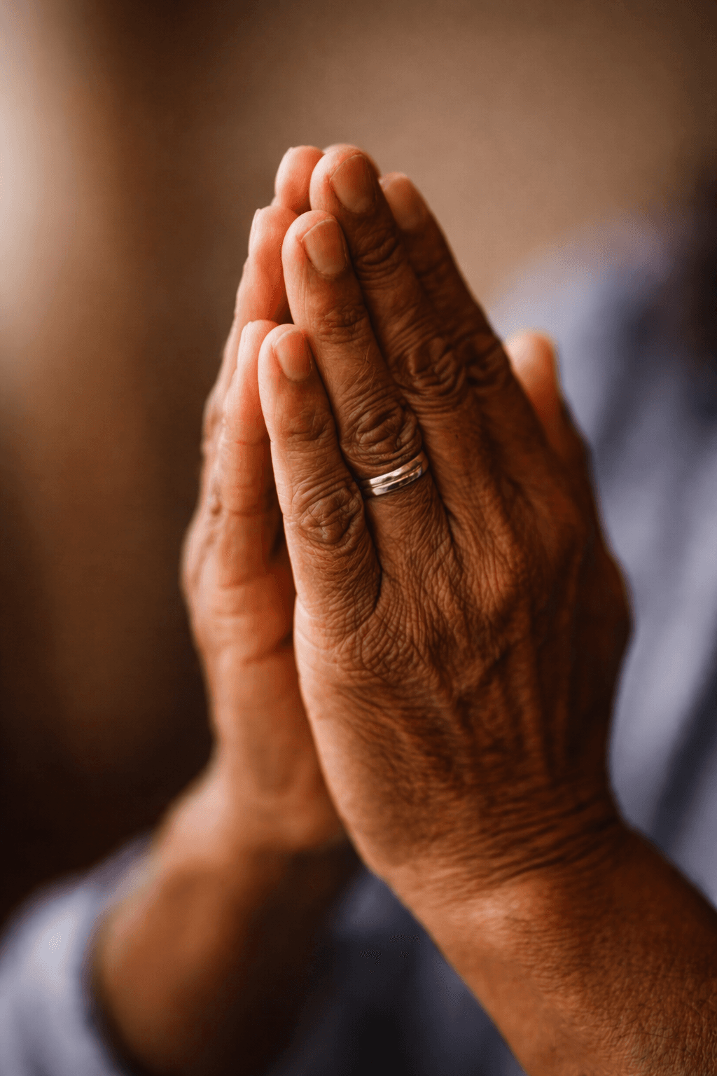 Hands in contemplative prayer position