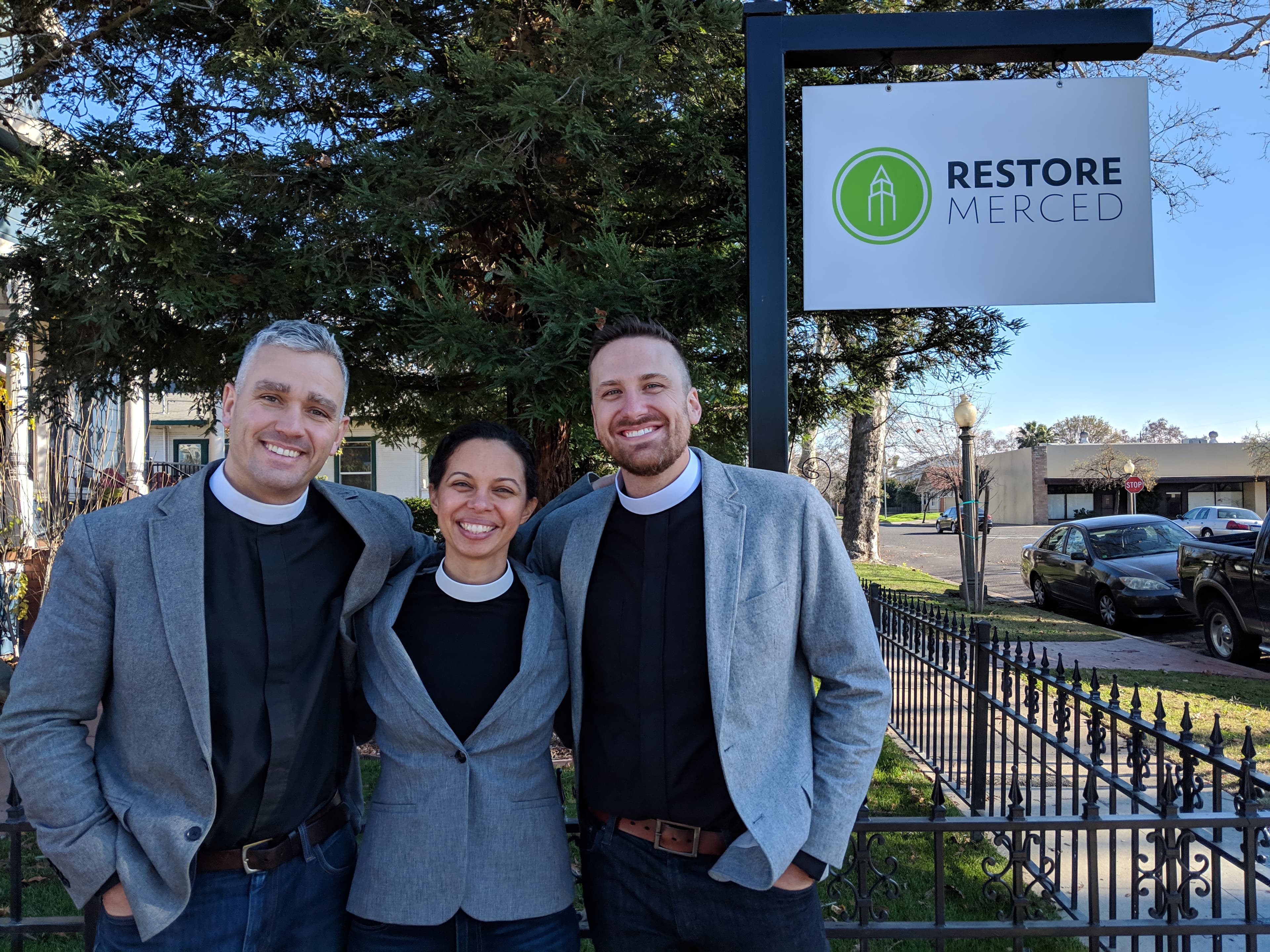 Sally Steele with ministry colleagues at Restore Merced, demonstrating collaborative urban ministry work